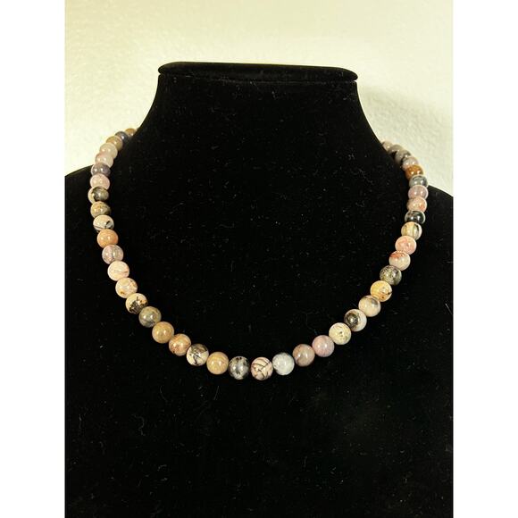 Handmade Rhodonite Necklace, 21.5 inches, Adjustable, With a Silver Extender - Picture 1 of 6